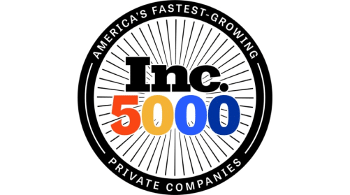 Image of the Inc. 5000 badge with text "America's Fastest-Growing Private Companies" encircling it and "Inc. 5000" in the center, featuring "5000" in gradient colors of orange, yellow, and blue.