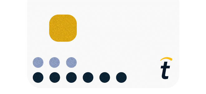 A graphic with a yellow square, six grey dots, and five black dots on the left, and a stylized "t" logo on the bottom right.