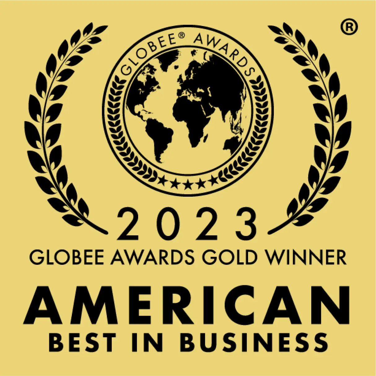 The globee awards logo on a yellow background.